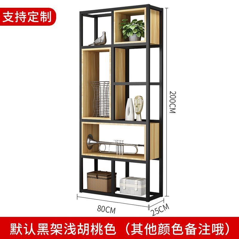 美式铁艺置物架落地屏风隔断客厅实木书架办公室多层展示架收纳架
