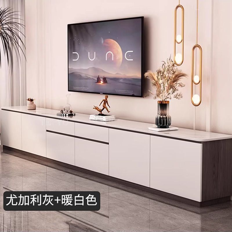 岩板实木电视柜落地高款简约现代客厅家用可定制收纳储物一体组合
