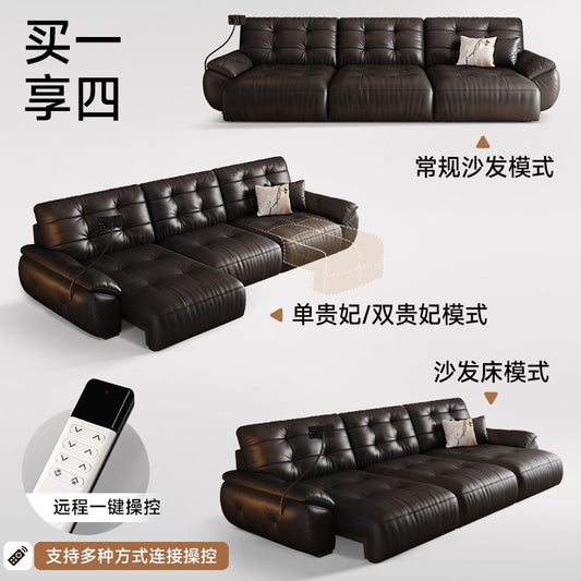 [富創]零靠牆電動沙發功能簡約生態皮沙發牀客廳小戶型雲朵智能沙發