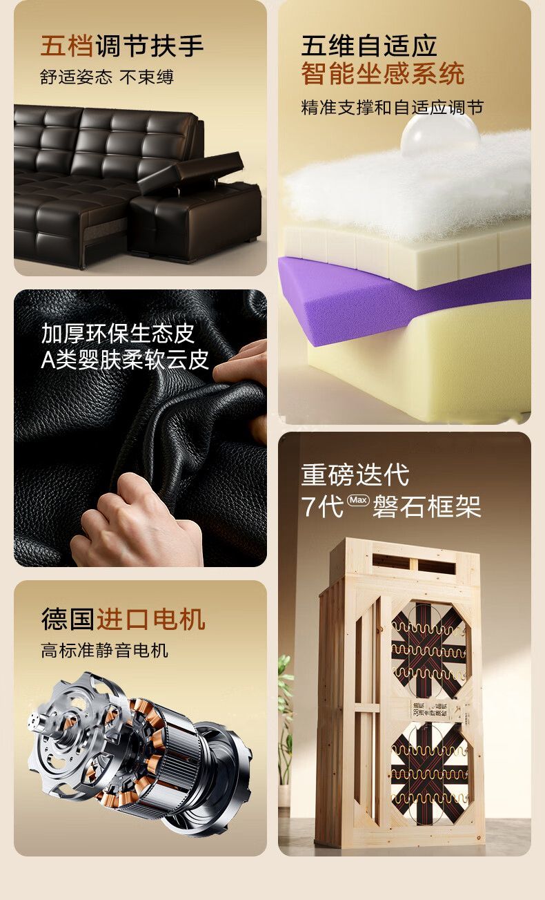 [富創]意式勞倫斯電動沙發客廳2026新款多功能沙發牀生態皮功能沙發