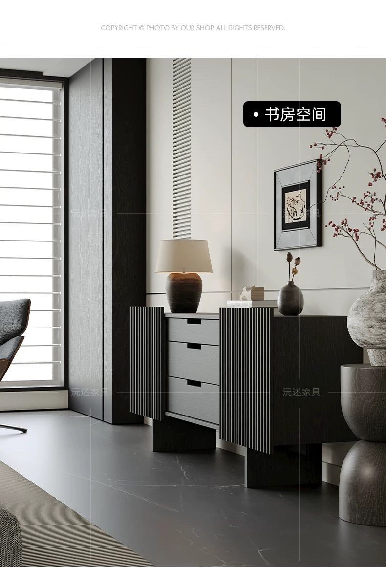 現代簡約餐邊櫃客廳置物櫃高級感餐廳意式復古靠牆實木矮櫃儲物櫃