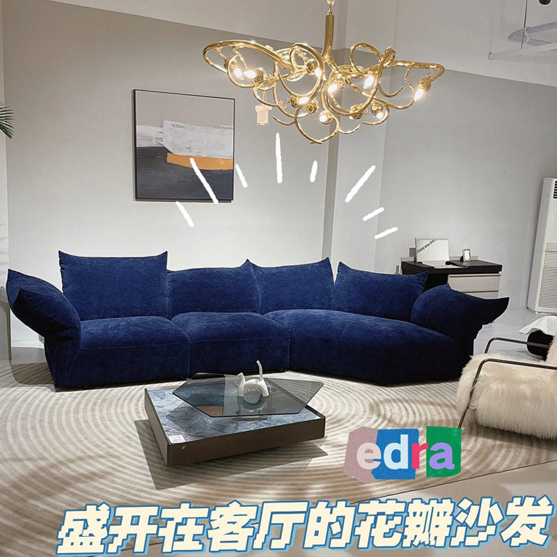 Edra高回弹雪尼尔布艺沙发简约现代设计客厅弧形转角整装免烫转角