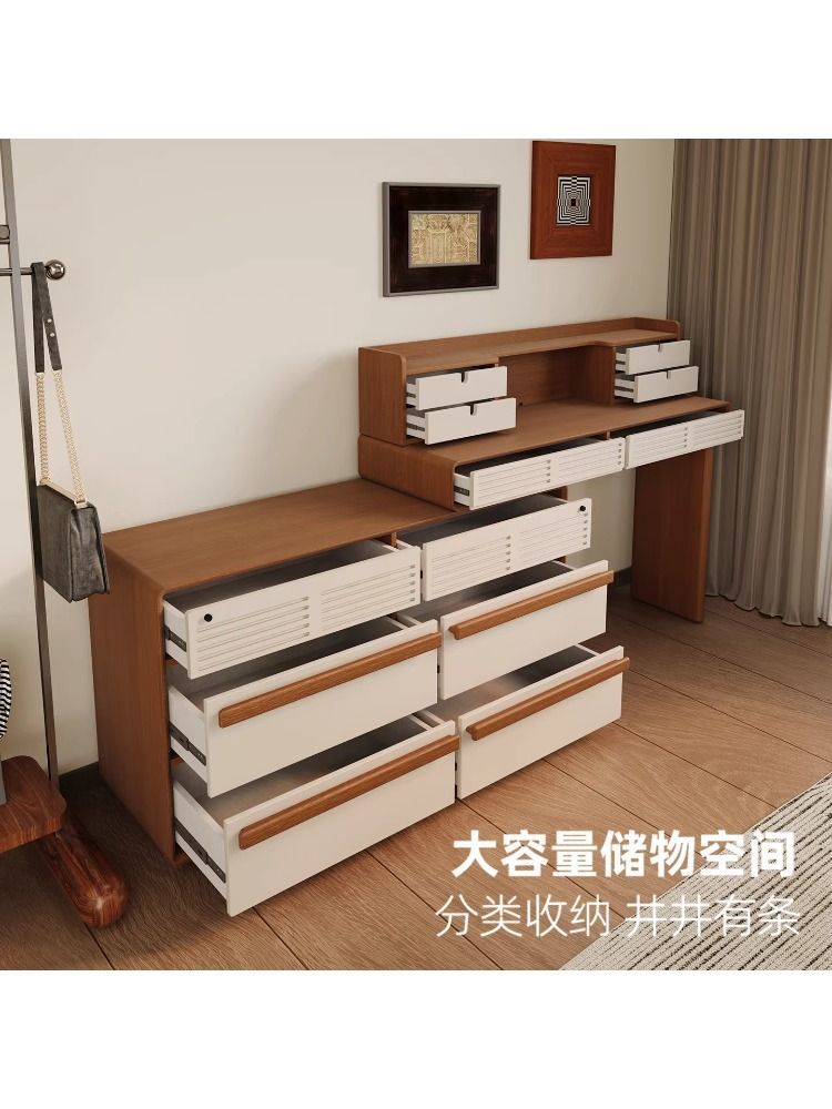 中古奶油風梳妝檯臥室新款伸縮高級法式牆角牀尾梳妝桌臺鬥櫃一體