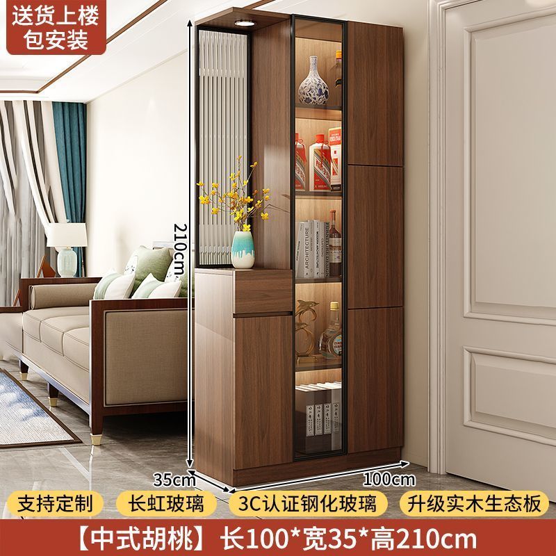 實木入戶玄關櫃鞋櫃一體客廳隔斷屏風櫃正對門儲物門廳櫃中古定製