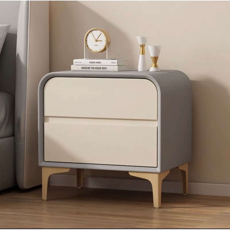 2023年新款收納簡約現代兒童牀頭櫃軟包奶油風免安裝牀頭櫃家用