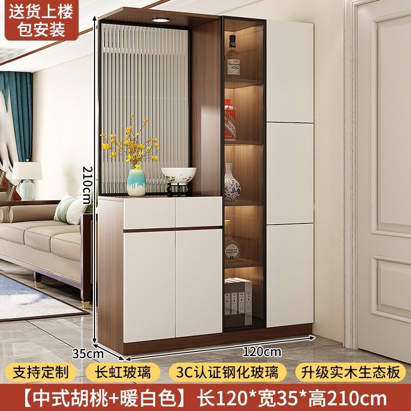 實木入戶玄關櫃鞋櫃一體客廳隔斷屏風櫃正對門儲物門廳櫃中古定製