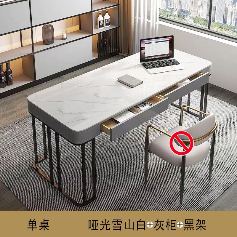 意式輕奢高端巖板書桌書椅家用現代簡約型北歐電腦桌辦公寫字檯