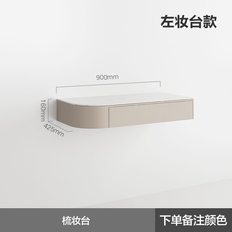 輕奢轉角梳妝檯書桌一體現代簡約ins風壁掛式懸空臥室鏡子化妝桌