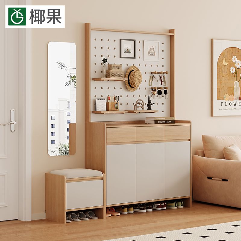 鞋櫃家用門口入戶奶油新款大容量玄關櫃多層靠牆儲物櫃陽臺收納櫃