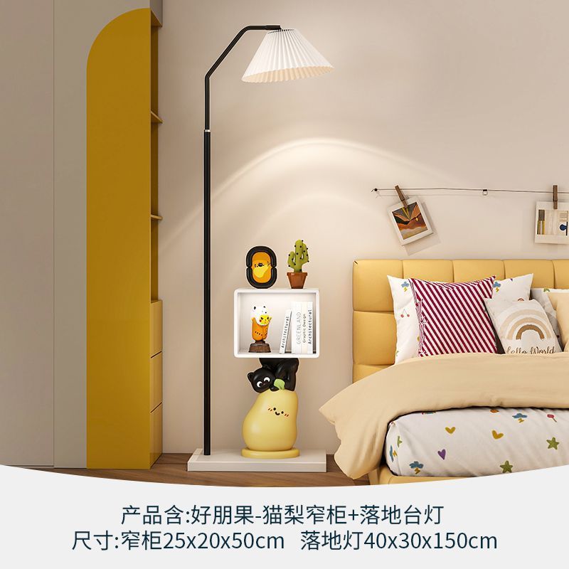 初晨卡通牀頭櫃創意可愛設計感帶燈落地擺件臥室家用窄櫃儲物櫃子