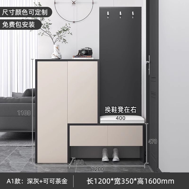 鞋櫃輕奢進門玄關櫃帶換鞋凳家用門口客廳現代簡約定製儲物收納櫃