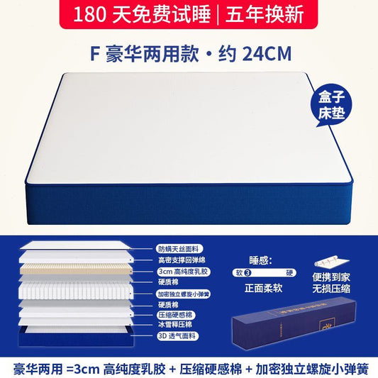 家用席夢思臥室棉乳膠軟墊20cm加厚壓縮捲包盒子獨立彈簧牀墊