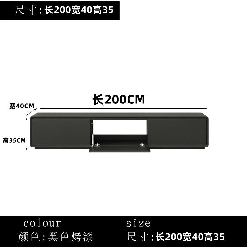 意式輕奢實木電視櫃組合 小戶型客廳黑色烤漆電視櫃中間鏤空背部