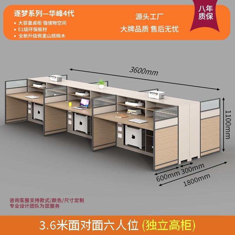 屏风职员财务办公桌椅办公室简约现代4/6/8人职员桌主管桌带高柜