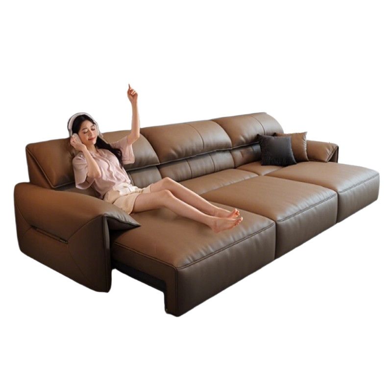 Elephant Ear Electric Wall-Hugging Eco-Leather Sofa, Minimalist Italian Modern Living Room Retractable Sofa Bed