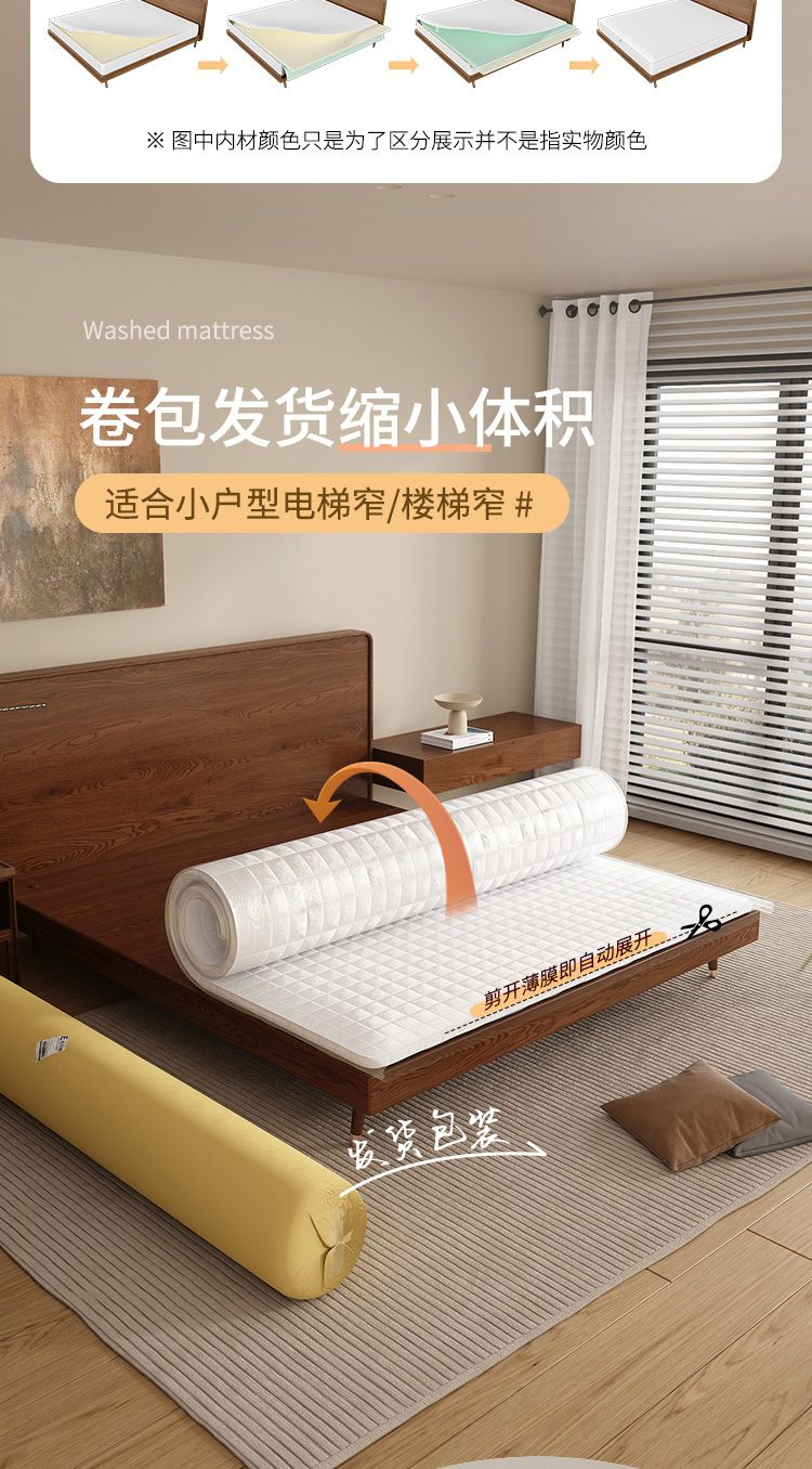 織女全拆式壓縮牀墊可拆洗席夢思家用獨立彈簧乳膠捲包牀墊華夫格