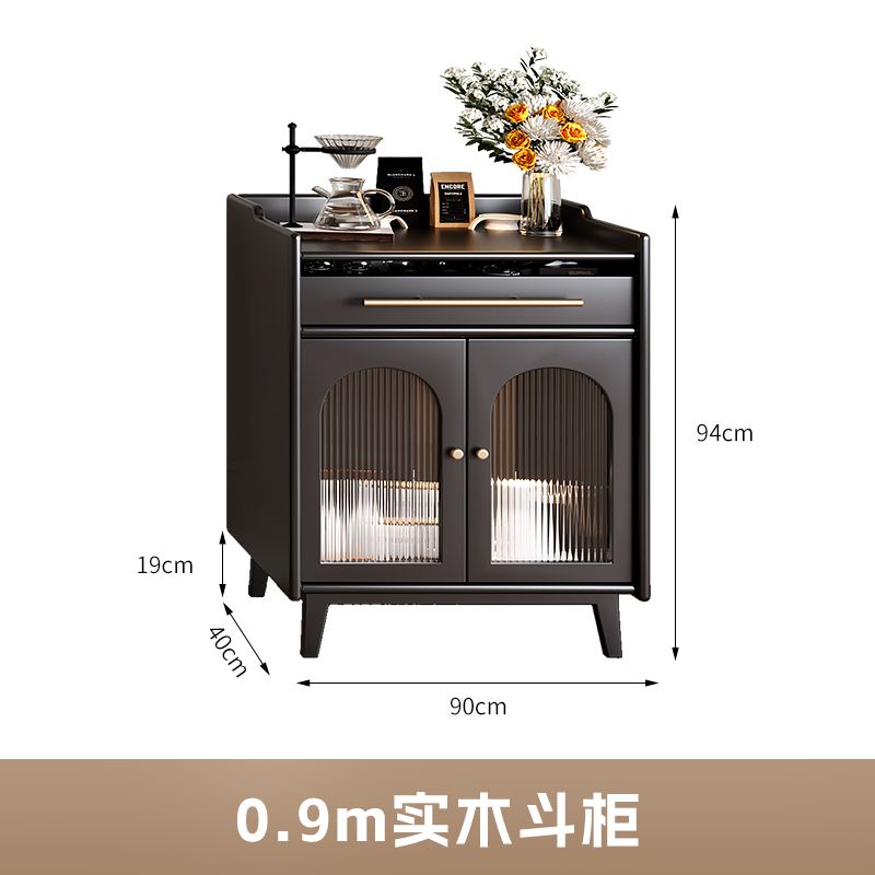 法式黑色電視櫃茶几邊櫃組合實木烤漆小戶型客廳美式高級電視機櫃