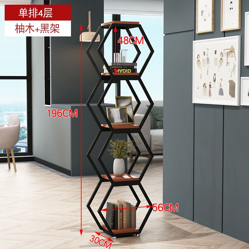 铁艺隔断置物架创意六边形组合架办公室屏风落地式多层书架博古架