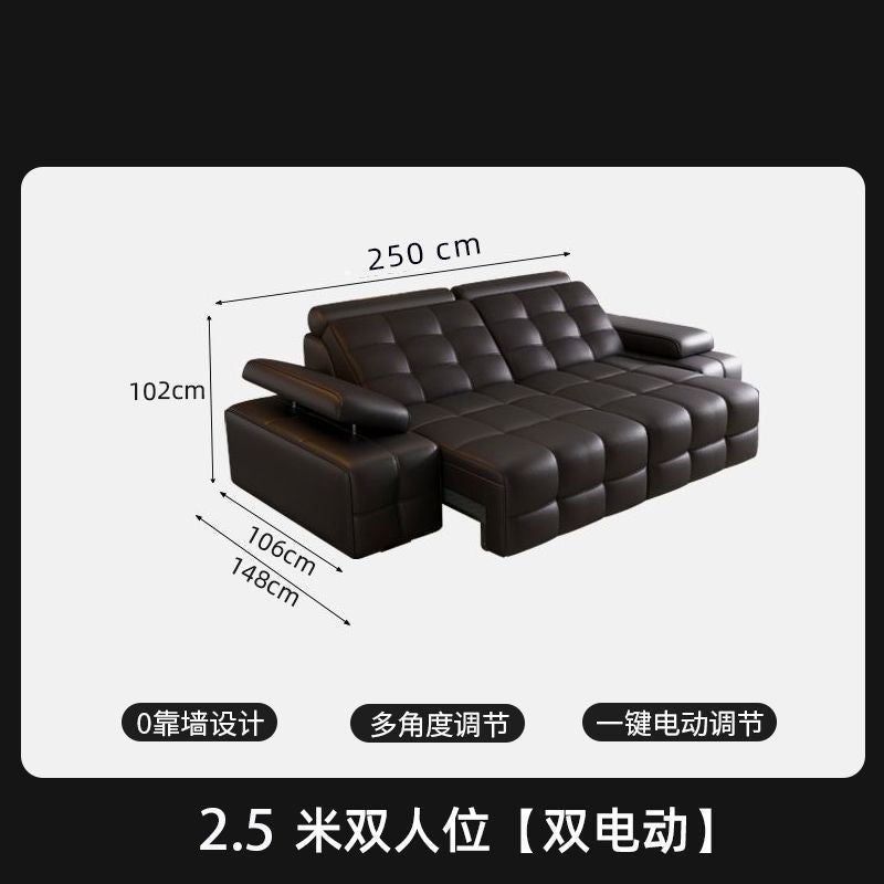 勞倫斯電動功能沙發牀頭層牛皮客廳意式伸縮平躺直排小戶型沙發牀