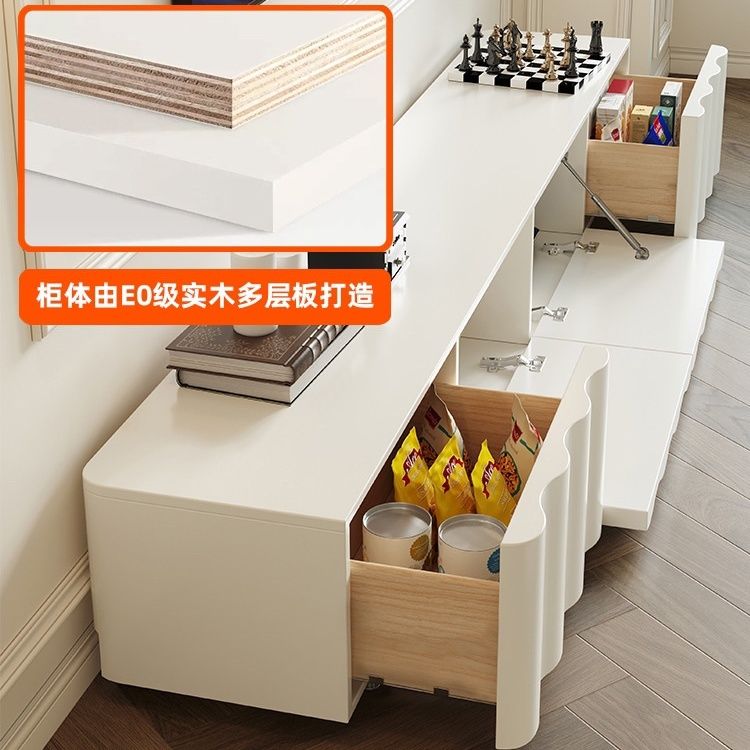 法式復古電視櫃茶几組合奶油風高級感小戶型家用客廳落地電視機櫃