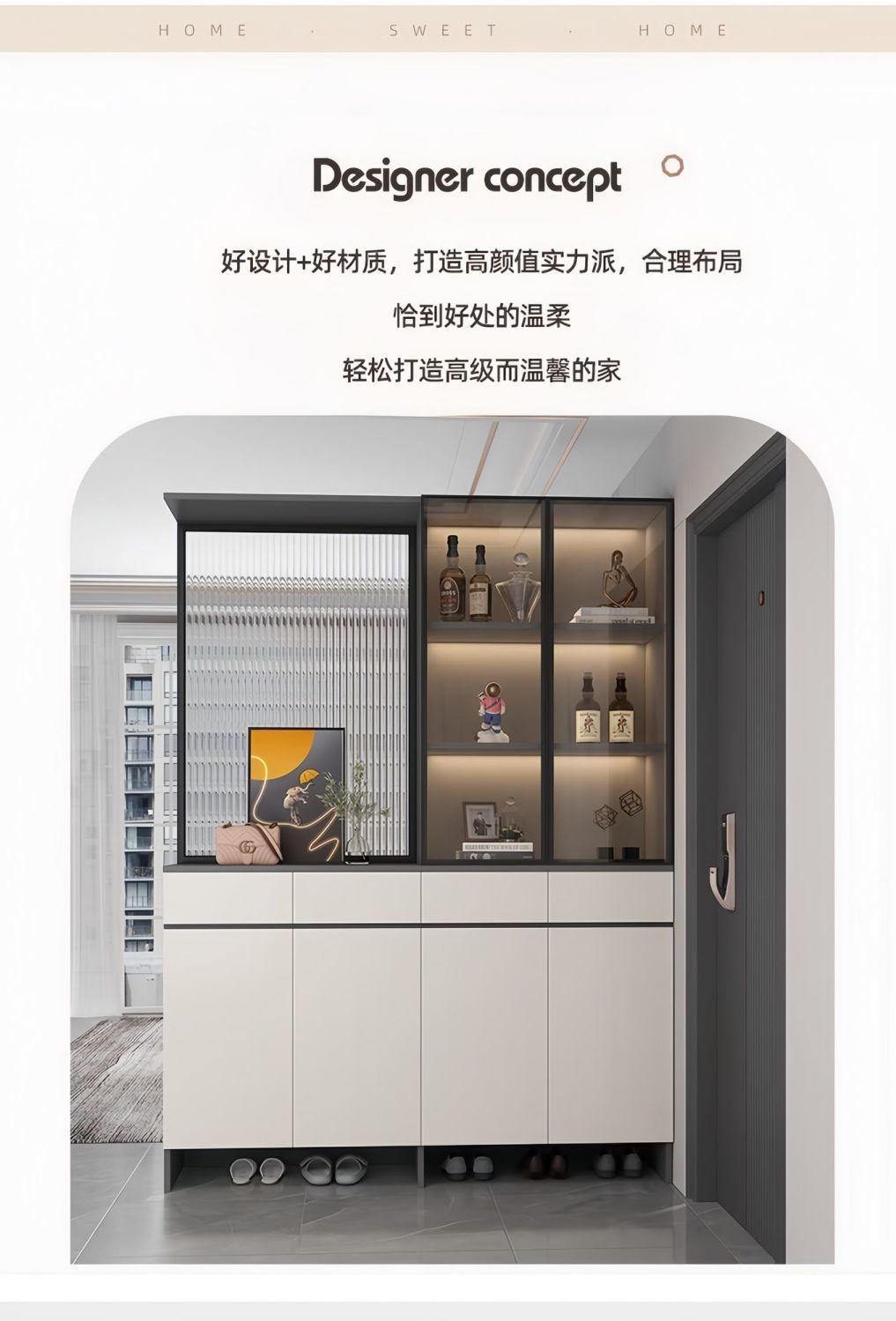 玄關櫃入戶正對門客廳屏風隔斷置物架一體實木鞋櫃現代簡約門廳櫃