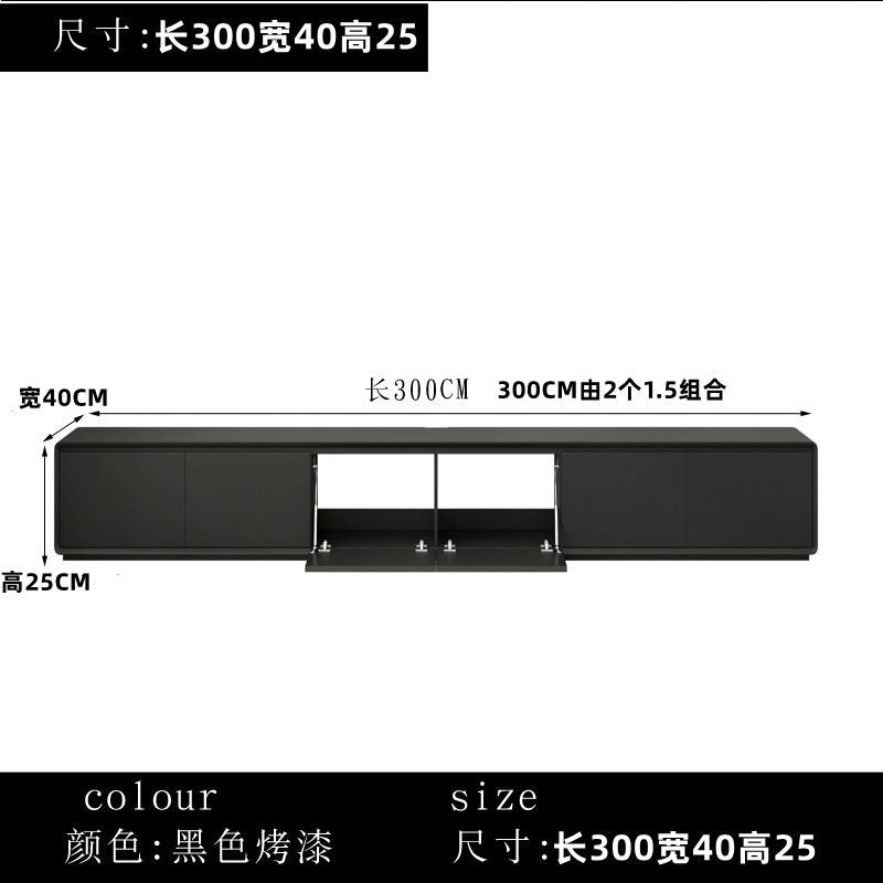 意式輕奢實木電視櫃組合 小戶型客廳黑色烤漆電視櫃中間鏤空背部