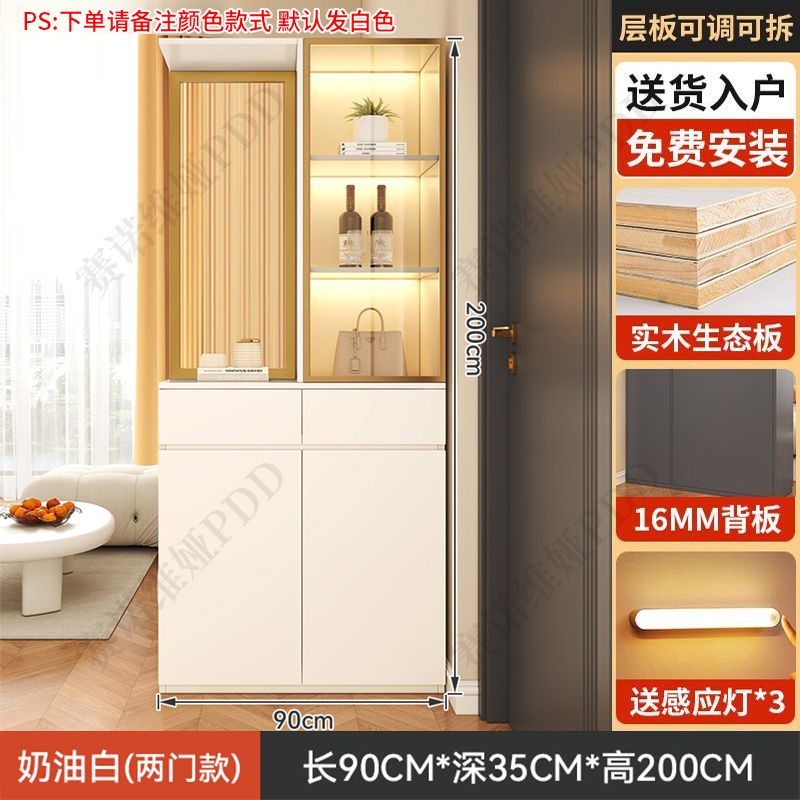 實木鞋櫃入戶正對門口屏風隔斷客廳遮擋儲物玄關櫃輕奢靠牆置物櫃