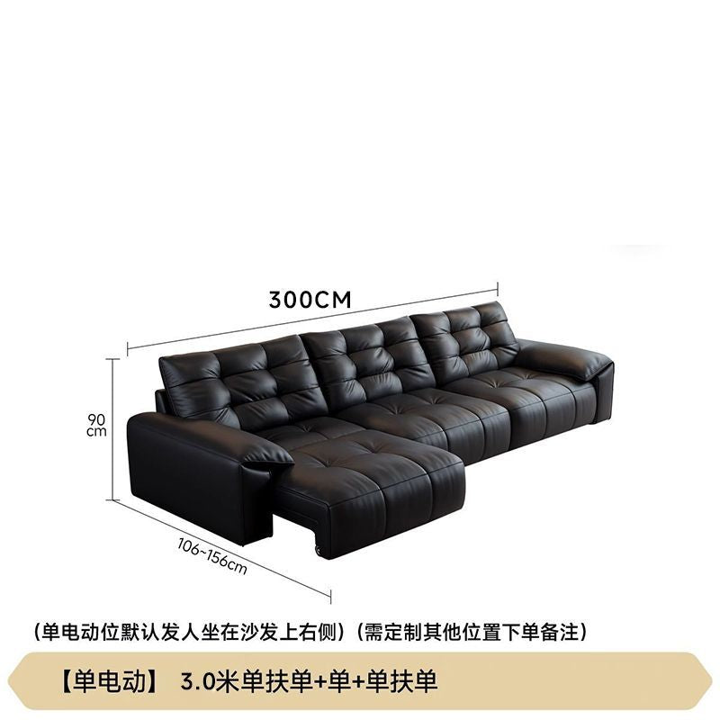 新款簡約意式沙發牀客廳生態皮沙發軟包沙發極簡功能靠牆電動直排