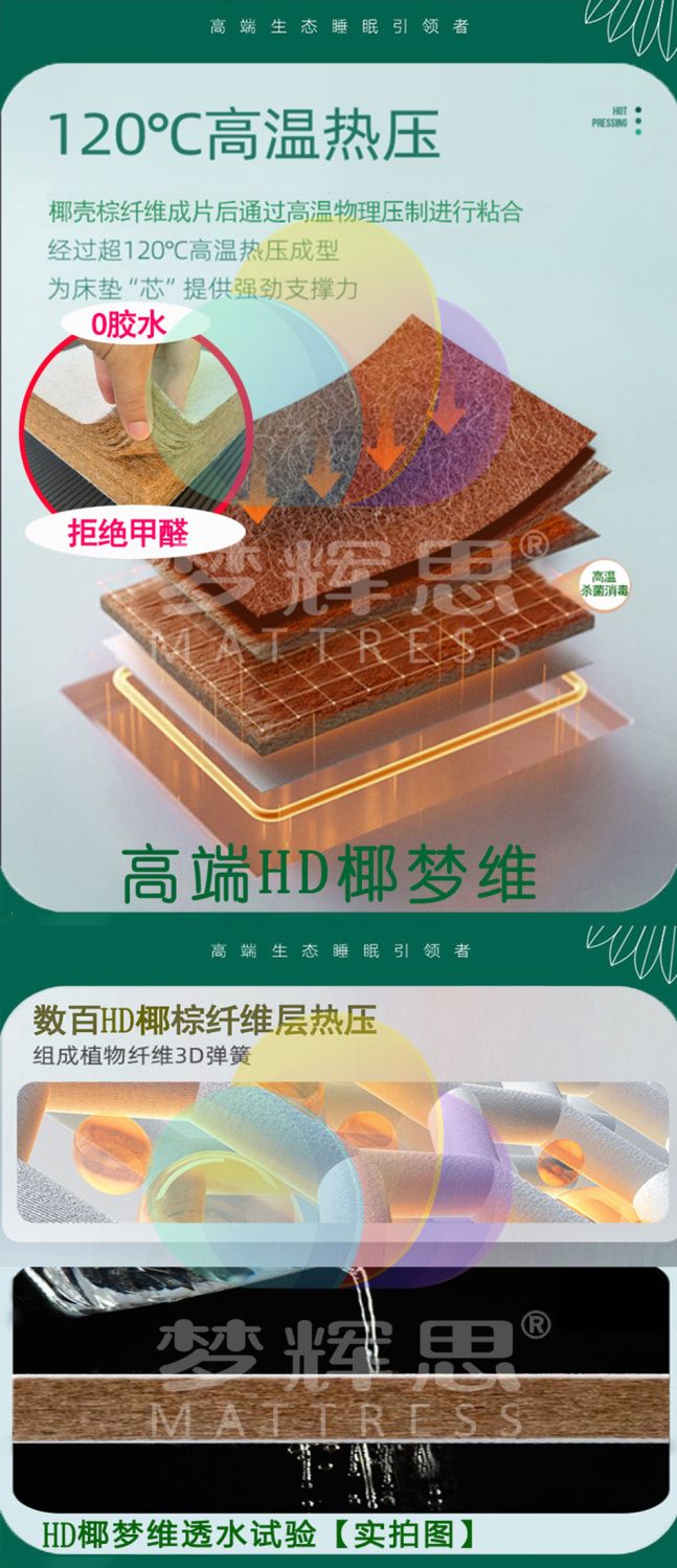 夢輝思全拆式捲包牀墊獨立袋裝彈簧墊天然乳膠牀墊環保椰棕墊直供