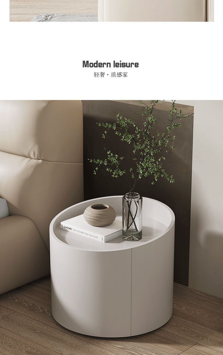 意式極簡牀頭櫃烤漆現代簡約網紅ins風臥室小型收納櫃圓牀頭桌窄