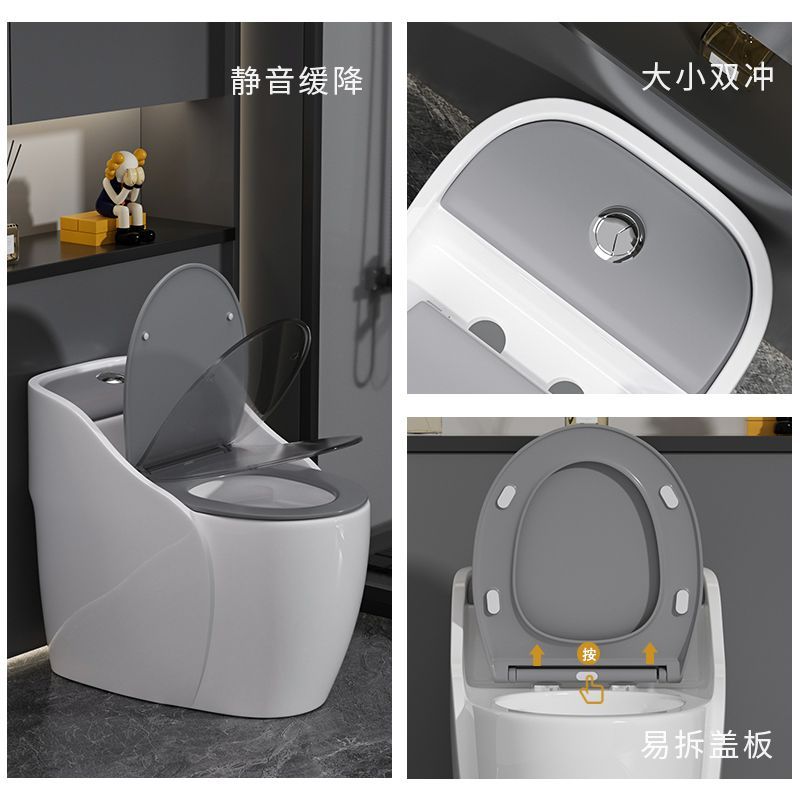 佑恩新款大冲力卫生间坐便器大口径家用马桶防臭防堵塞虹吸式马桶