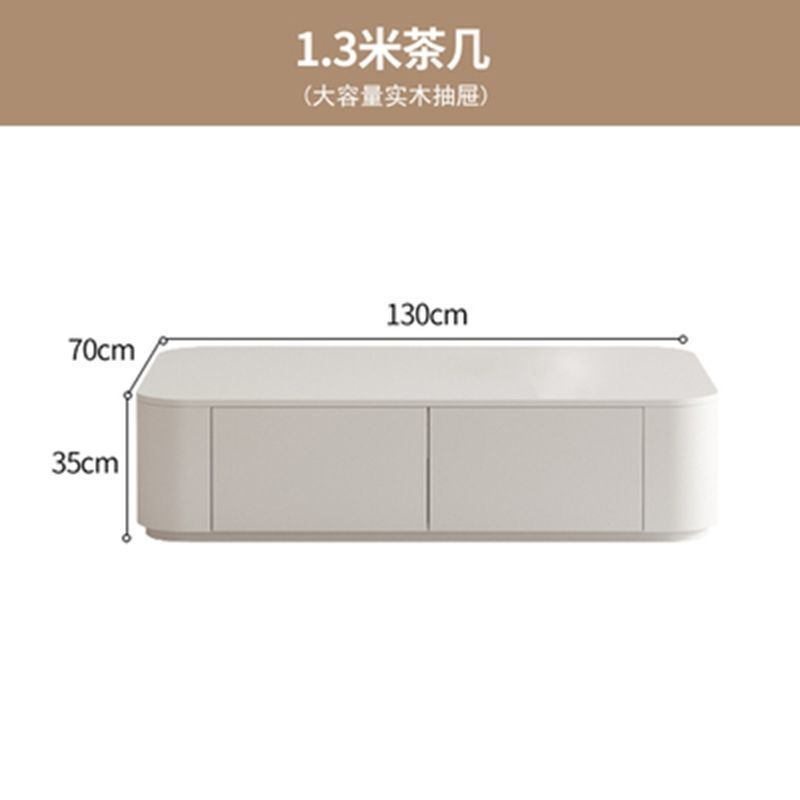 現代簡約電視櫃實木茶几組合小戶型奶油風白色巖板落地電視機櫃子