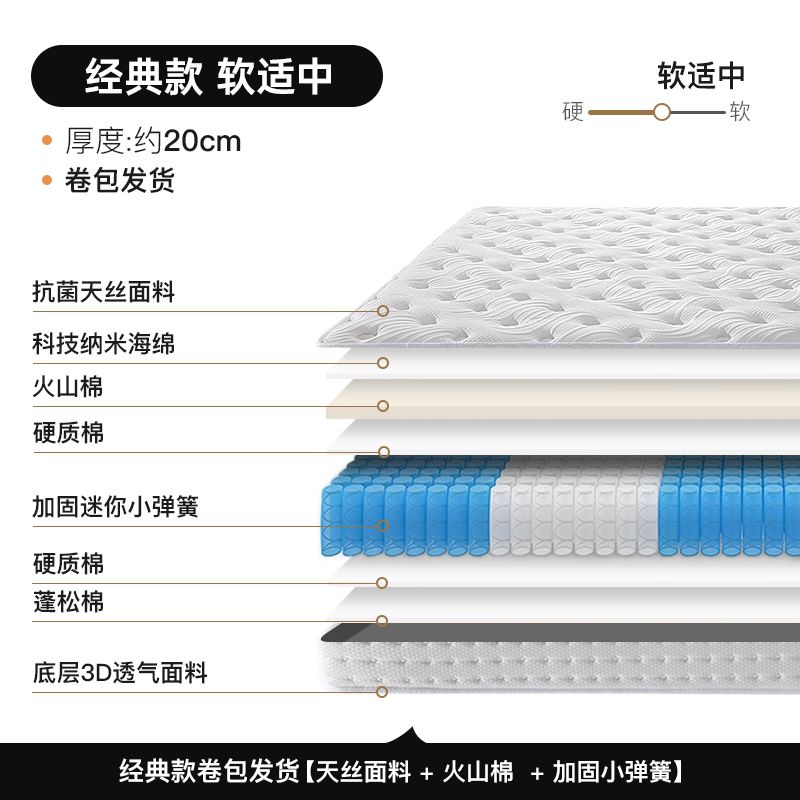 捲包壓縮牀墊記憶棉彈簧乳膠軟墊家用加厚席夢思牀墊