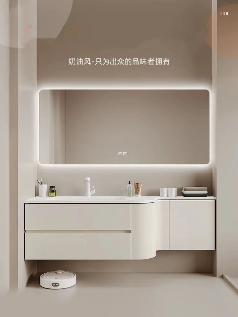可麗耐一體盆浴室櫃組合設計師圓弧衛生間異形洗漱臺烤漆