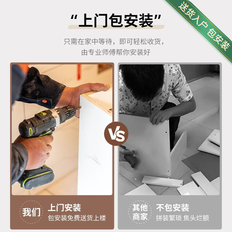 实木折叠餐桌餐边柜一体家用小户型可折叠靠墙储物柜边柜吧台酒柜