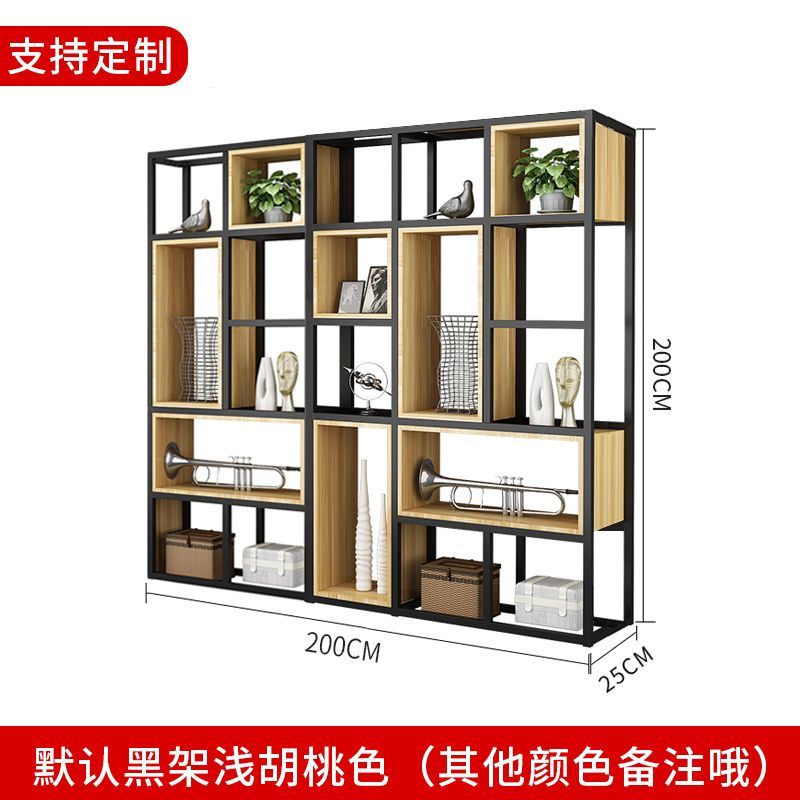 美式铁艺置物架落地屏风隔断客厅实木书架办公室多层展示架收纳架