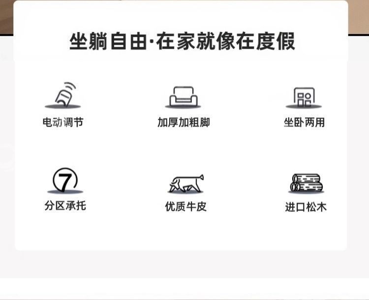 勞倫斯電動功能直排沙發牀客廳小戶型頭層牛皮意式輕奢可伸縮平躺