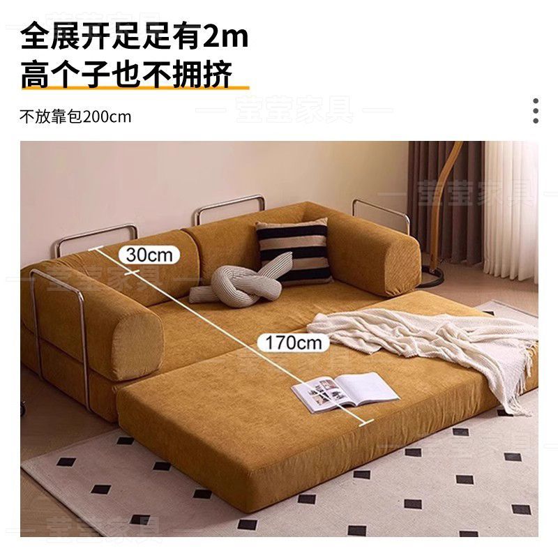 布艺沙发简约客厅小户型出租屋单双人无框沙发组装折叠两用沙发床