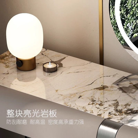 輕奢高端巖板梳妝檯現代簡約臥室小戶型化妝臺網紅ins設計化妝桌