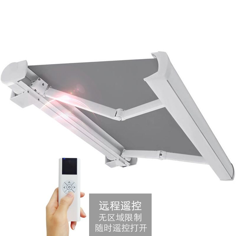 高端别墅豪华铝合金电动遥控全盒伸缩式雨蓬户外阳台遮阳棚帐篷