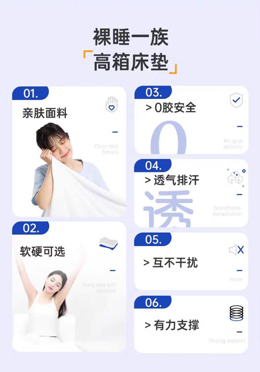 小藍盒記憶棉卷包盒子高箱牀墊席夢思家用壓縮薄款彈簧軟硬12/15
