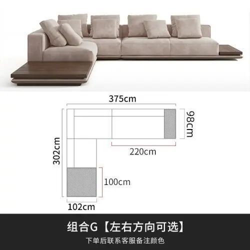 意式極簡布藝棉麻地平線沙發客廳2025新款意式輕奢別墅大戶型沙發