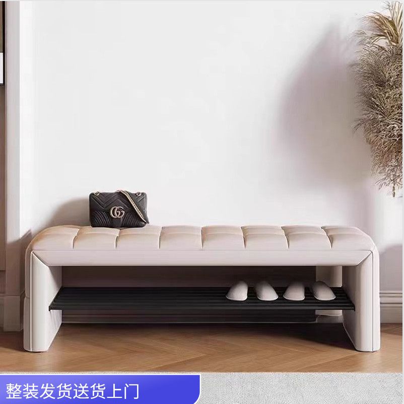 輕奢入戶進門高級換鞋門口家用穿鞋鞋櫃條凳坐凳臥室一體長條牀尾