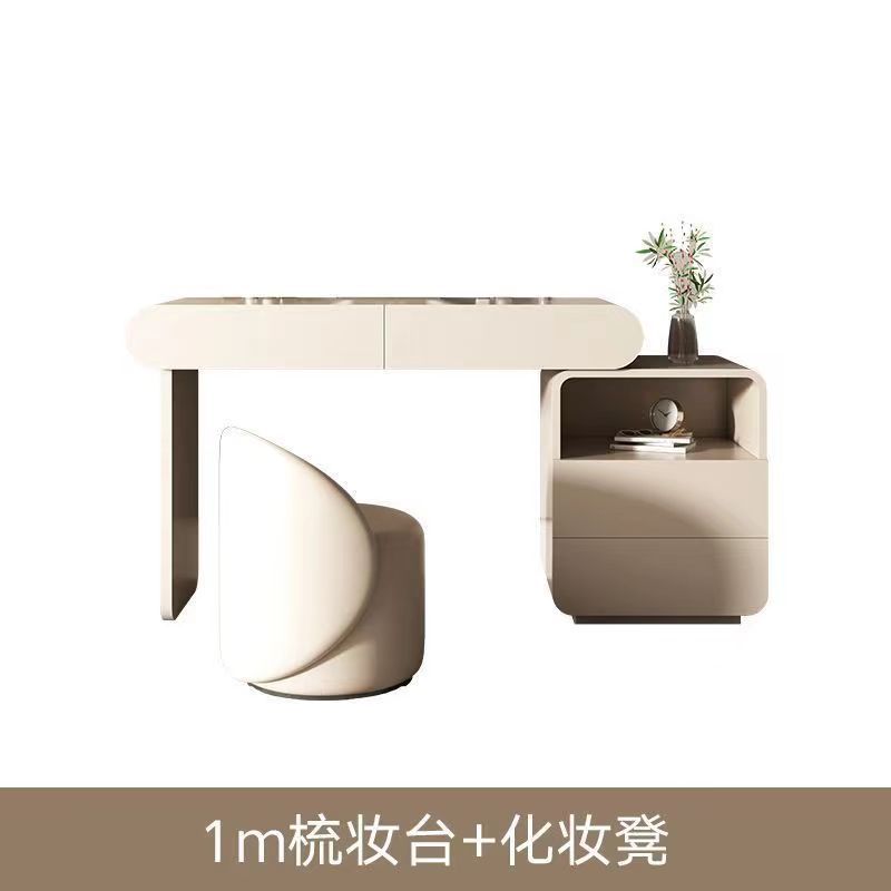 梳妝檯現代簡約輕奢高級家用化妝桌網紅巖板梳妝桌收納櫃一體臥室