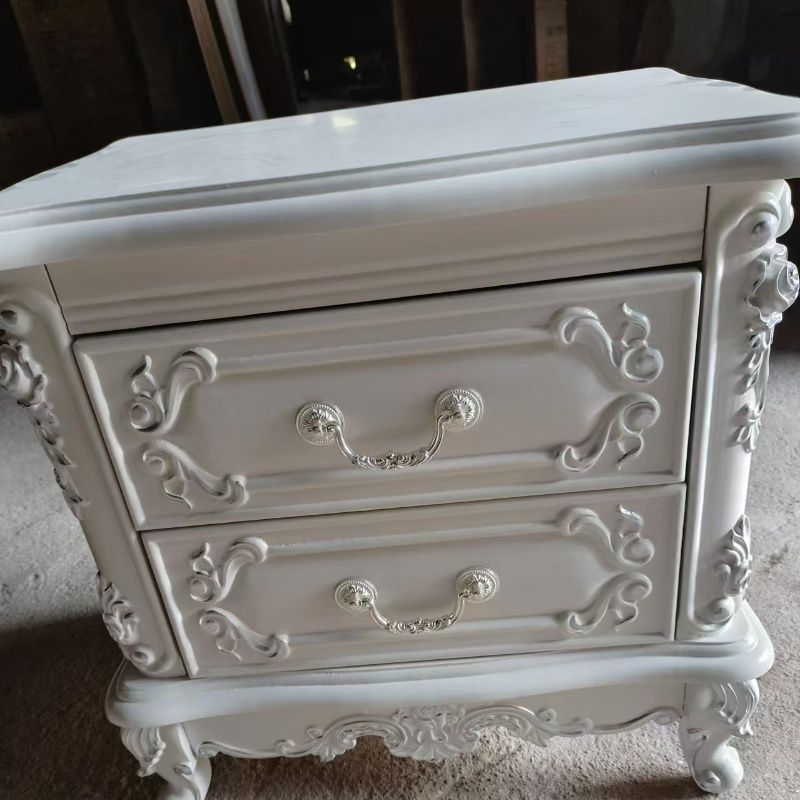 全實木歐式牀頭櫃雕花復古家用奢華法式臥室家用牀邊櫃高檔儲物櫃