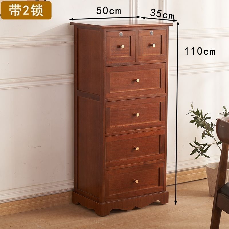 50寬五斗櫃實木牀頭櫃儲物櫃帶鎖中國風客廳臥室收納櫃抽屜式多層