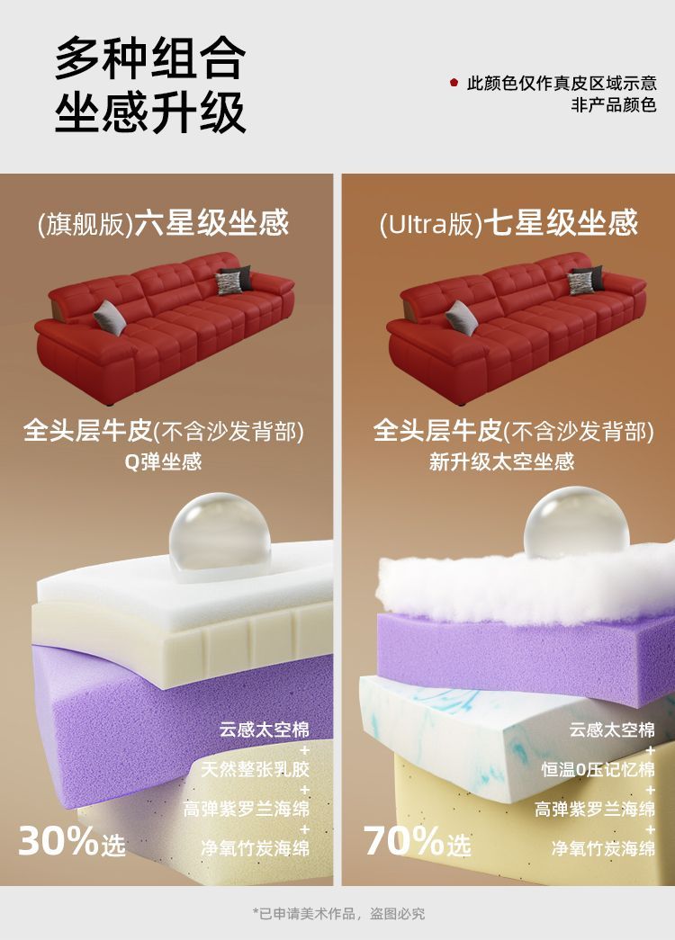 凱芙拉零靠牆頭等艙電動多功能頭層牛皮可調節真皮沙發牀奶油風