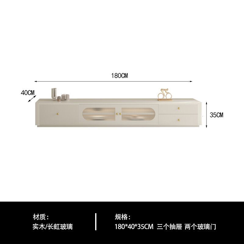 奶油風懸空電視櫃白色現代簡約實木小戶型懸掛式懸浮茶几電視機櫃