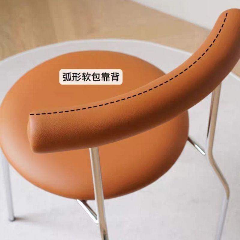 轻奢餐椅中古风家用靠背椅简约奶茶店家用网红椅奶油风蛋卷椅极简