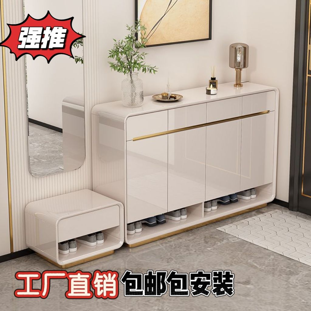 新款烤漆門口鞋櫃玄關輕奢家用靠牆收納大容量現代簡約入戶儲物櫃